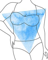 Amoena bañadores post-mastectomía para hombros anchos, pecho voluminoso, caderas y cintura estrechas – tipo de silueta  V, Triangulo o Triángulo invertido 